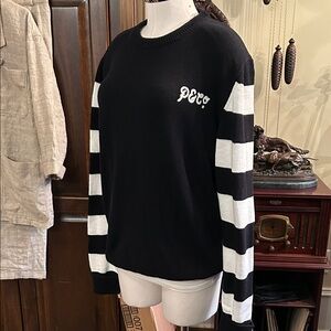 P&Co Sz L Crewneck Knit Black and White Striped Sweater